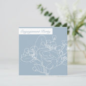 Vierkant bloemmotief uitnodiging (Diamond Blue) (Staand voorkant)