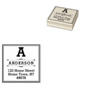 Vierkant Blok Monogram Retouradres Rubberstempel (Gestempeld)