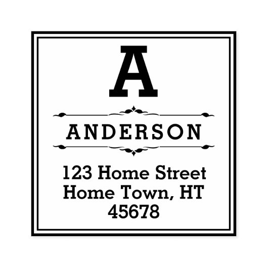 Vierkant Blok Monogram Retouradres Rubberstempel (Afrduk)