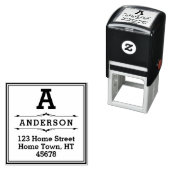 Vierkant Blok Monogram Retouradres Zelfinktende Stempel (In situ)