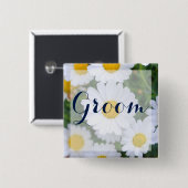 Vierkant bruinkooldruppels met Daisy Vierkante Button 5,1 Cm (Voorkant /achterkant)