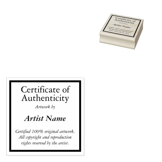 vierkant certificaat van echtheid rubberstempel (Gestempeld)