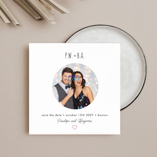 Vierkant Circulaire Foto Lay-out Speelse Beginlett Save The Date