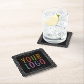Vierkant Coasters Bedrijf Logo met Schelpvormige R Kartonnen Onderzetters (Insitu)