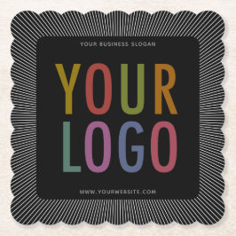 Vierkant Coasters Bedrijf Logo met Schelpvormige R Kartonnen Onderzetters