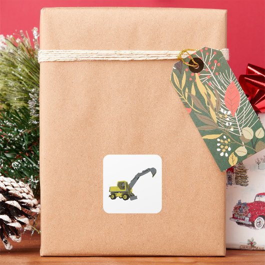 Vierkant constructievoertuig vierkante sticker