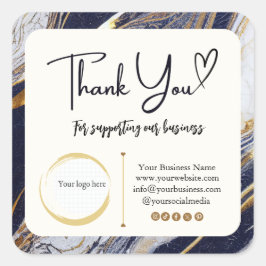 Vierkant Dank u Business Stickers - Marmeren Ontwe