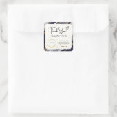 Vierkant Dank u Business Stickers - Marmeren Ontwe (Tas)