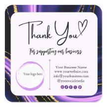 Vierkant Dank u Business Stickers - Marmeren Ontwe