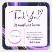 Vierkant Dank u Business Stickers - Marmeren Ontwe (Voorkant)