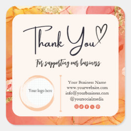 Vierkant Dank u Business Stickers - Marmeren Ontwe