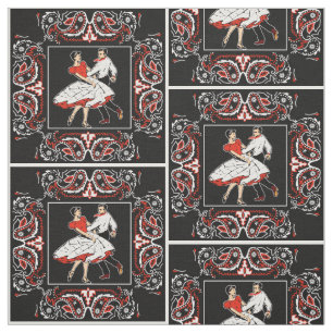 Vierkant Dans Paar Rood en Zwart Bandana 2 Stof