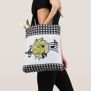 Vierkant dansen paar in gele Check outfits Tote Bag