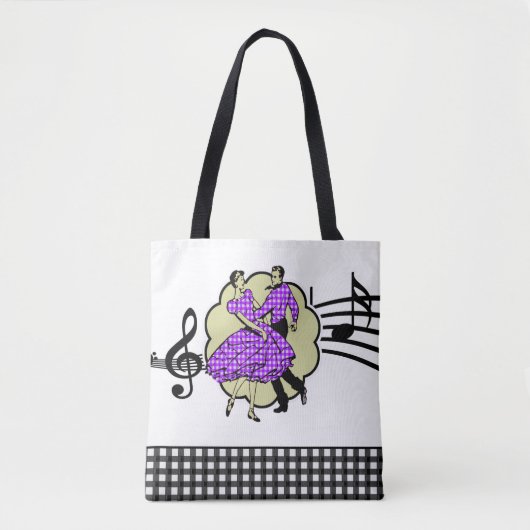 Vierkant dansen paar in Paarse Check outfits Tote Bag (Voorkant)