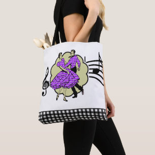 Vierkant dansen paar in Paarse Check outfits Tote Bag