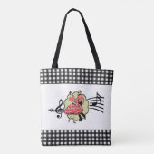 Vierkant dansen paar in rode check outfits tote bag (Achterkant)