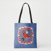 Vierkant dansen paar in rood / faux denim achtergr tote bag (Voorkant)