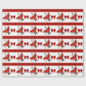 Vierkant dansen paar met rode plaid en boog cadeaupapier (Vlak)
