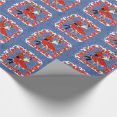 Vierkant dansen paar op faux denim achtergrond cadeaupapier (Hoek)