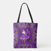 Vierkant dansen paar Paarse w / bandana Tote Bag (Achterkant)