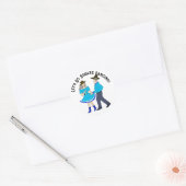 Vierkant dansen paar ronde sticker (Envelop)