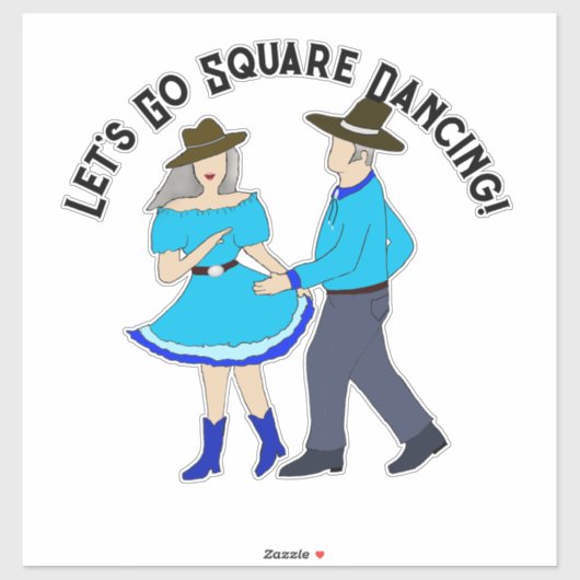 Vierkant dansen paar sticker (Vel)