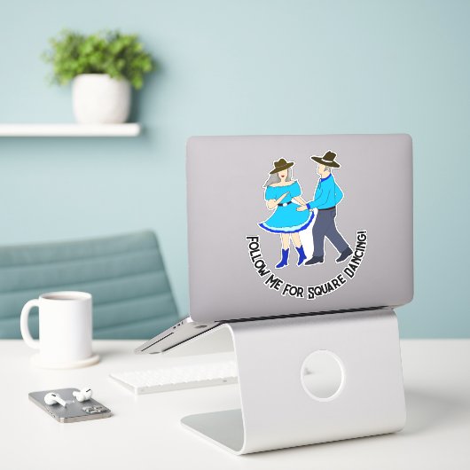 Vierkant dansen paar sticker (Laptop op bureau)
