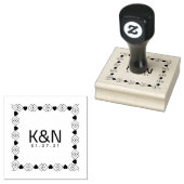 Vierkant Deco Diamant Hart Initiaal Logo Trouwen Rubberstempel (Gestempeld)