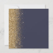 Vierkant Donkerblauw Goud Glitter Save the Date Aankondiging (Achterkant)