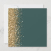 Vierkant Donkergroen Goud Glitter Save the Date Aankondiging (Achterkant)
