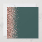 Vierkant Donkergroen Roze Goud Save the Date Aankondiging (Achterkant)