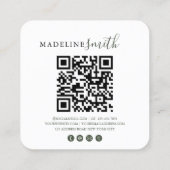 Vierkant Donkergroen Script QR-code Vierkant Zakel Vierkante Visitekaartje (Achterkant)