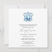 Vierkant Doopuitnodigingen Religieuze Blauwe Kreef Kaart (Voorkant)