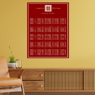 Vierkant Dubbel Geluk Chinees Trouwstoel Chart Poster