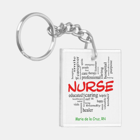 Vierkant (dubbelzijdig) Sleutelhanger (Voorkant Links)