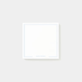 Vierkant Eenvoudig Stofblauw Rand Naam Briefpapier Post-it® Notes