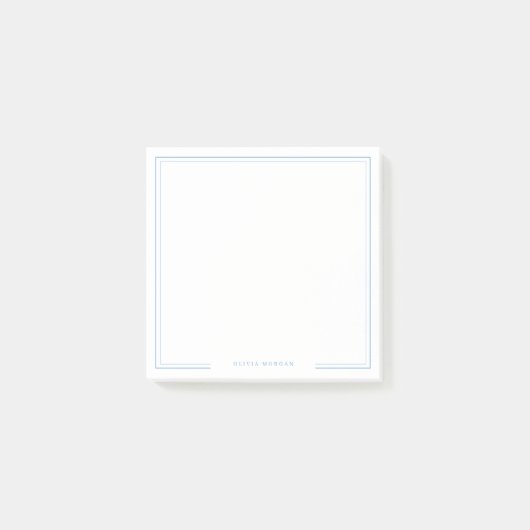 Vierkant Eenvoudig Stofblauw Rand Naam Briefpapier Post-it® Notes (Voorkant)