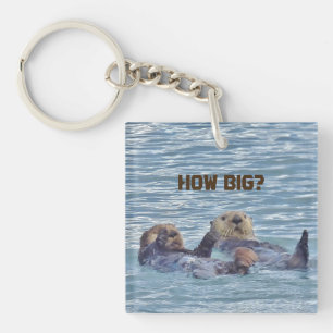 Vierkant (eenzijdig) sleutelhanger met otters