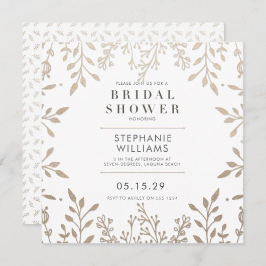 Vierkant Elegant Antiek Goud Vrijgezellenfeest Kaart (Voorkant / Achterkant)