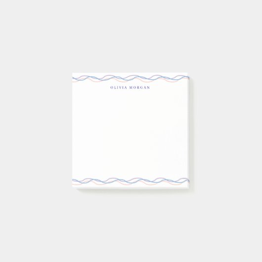 Vierkant elegante golvende rand zachte pastel post-it® notes (Voorkant)