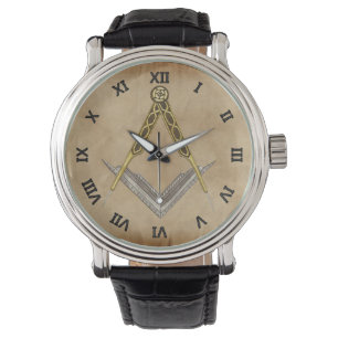 Vierkant en Kompas met allen die Oog zien Horloge