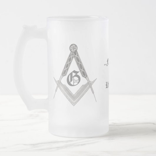 Vierkant en kompas met alles in het oog matglas bierpul (Links)