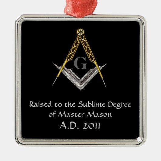 Vierkant en kompas met alles in het oog metalen ornament (Voorkant)