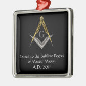 Vierkant en kompas met alles in het oog metalen ornament (Links)