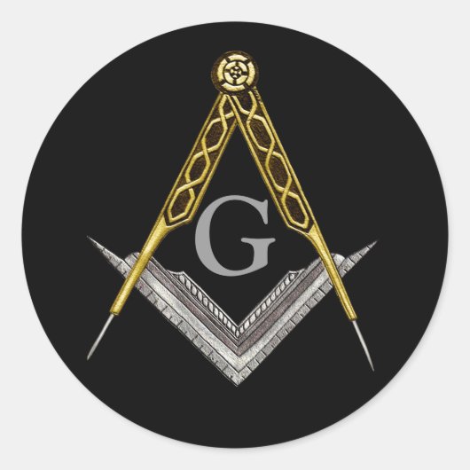 Vierkant en kompas met alles in zicht ronde sticker (Voorkant)