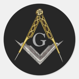 Vierkant en kompas met alles in zicht ronde sticker