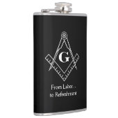 Vierkant en kompas met bijvoegsel G Heupfles (Rechts)