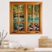 Vierkant faux-vensterverlichting - Calming Lake Poster (Keuken)