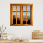 Vierkant faux-vensterverlichting - vliegende vogel poster (Keuken)
