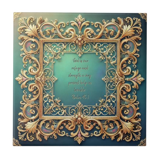 Vierkant filigraan Lijst  Bijbelverzen Tegeltje (Voorkant)